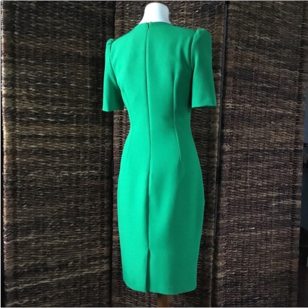 BADGLEY MISCHKA NWT GREEN SHORT SKEEVE DRESS BACK ZIP SHOULDER BUTTONS DETAIL - Picture 6 of 12
